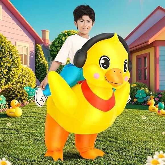 Ride On Duck Inflatable Halloween Costume Air Blow Up Kids 7-10 year Medium - Picture 7 of 11